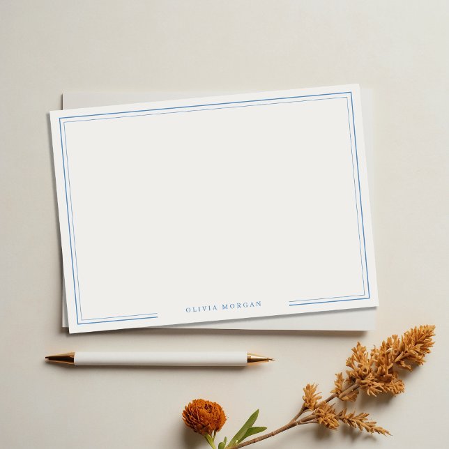 Carte De Correspondance Bordure bleu simple Nom papeterie (Créateur téléchargé)
