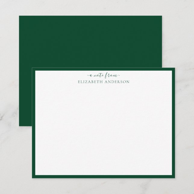Carte De Correspondance Bordure classique verte de course (Devant / Derrière)