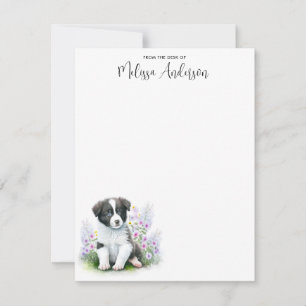 Carte De Correspondance Bordure Collie Chien Aquarelle Chien Chien Chiot P