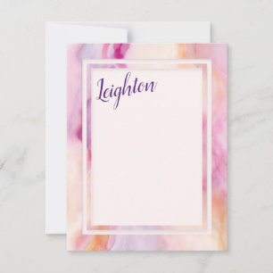 Carte De Correspondance Bordure de marbre rose orange