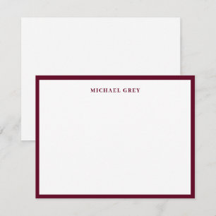 Carte De Correspondance Bordure de nom plat minimaliste élégant bordeaux f