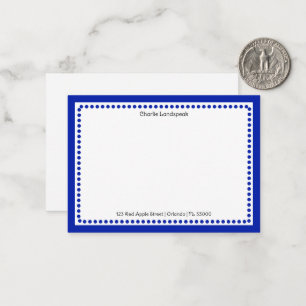 Carte De Correspondance Bordure et points bleu de la marine classique Mono