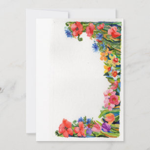 Carte De Correspondance bordure florale d'aquarelle vive