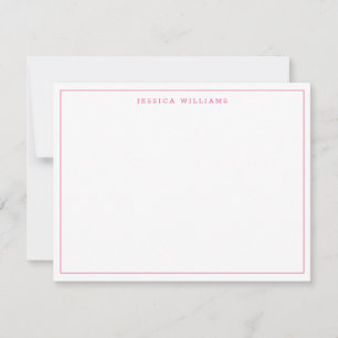 Carte De Correspondance Bordure mince simple et moderne rose pâle