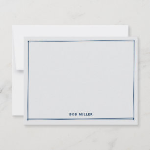 Carte De Correspondance Bordure Moderne Esquisse Bleu Marine Gris Plat