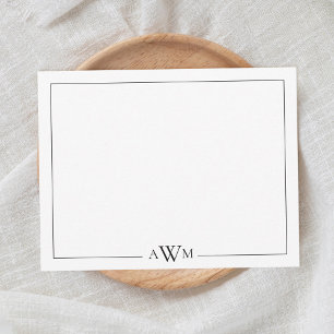 Carte De Correspondance Bordure monogramme minimaliste à trois lettres