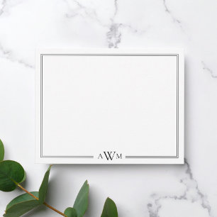 Carte De Correspondance Bordure monogramme minimaliste à trois lettres