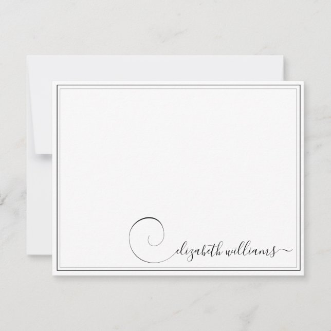 Carte De Correspondance Bordure noire Calligraphie manuscrite Stationgraph (Devant)