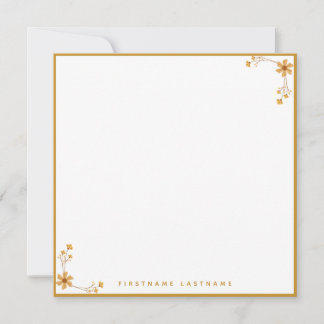 Carte De Correspondance Bordure or florale