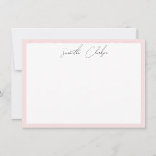 Carte De Correspondance Bordure rose clair simple et moderne Script manusc