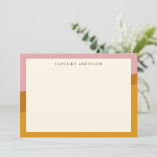 Carte De Correspondance Bordure rose moutarde moderne Nom personnalisé