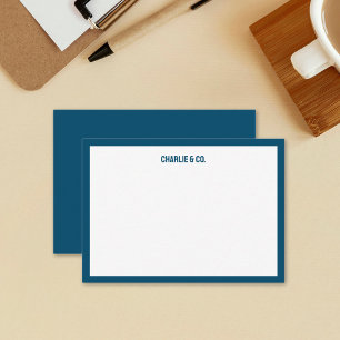 Carte De Correspondance Bordure simple bleu marine minimaliste, Personnali