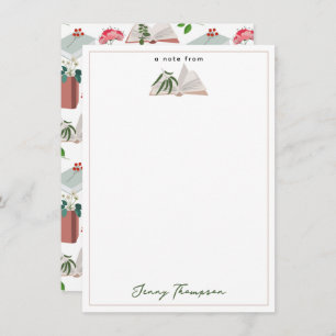 Carte De Correspondance Botanique Livres & Bibliothèque Motif de lecture