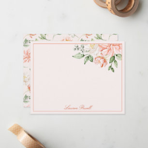 Carte De Correspondance Botanique rose pâle Romantique Floral Personnalisé