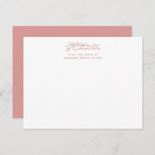 Carte De Correspondance Botanique Rustique Simple Rose