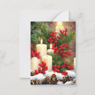 Carte De Correspondance Bougies baies et cônes budget mini Noël