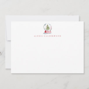 Carte De Correspondance Boule à neige de Noël arbre de Noël à l'aquarelle