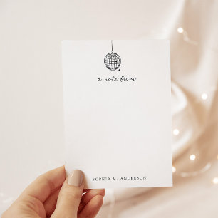 Carte De Correspondance Boule Disco Dessinée À La Main Minimaliste Monog