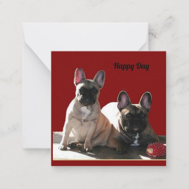 Carte De Correspondance Bouledogue français Anniversaire French Bulldog (Devant)