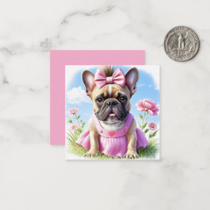 Carte De Correspondance Bouledogue Français Fleurs French Bulldog