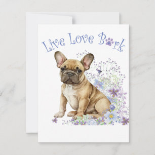 Carte De Correspondance Bouledogue français floral