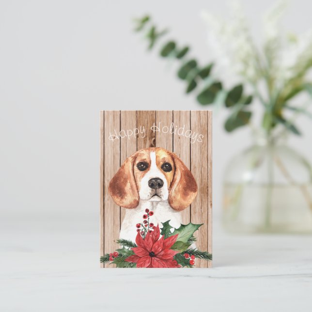 Carte De Correspondance Bouquet de Beagle d'aquarelle et Noël (Debout devant)