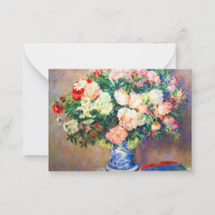 Carte De Correspondance Bouquet de chrysanthèmes et un fan japonais