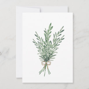 Carte De Correspondance Bouquet de romarin d'aquarelle avec bec de jute