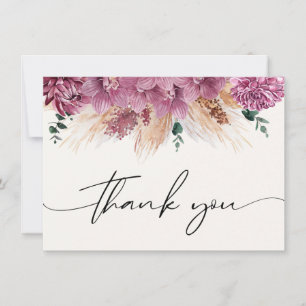 Carte De Correspondance Bouquet séché bohème Pampas Merci en herbe