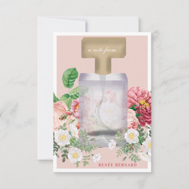Carte De Correspondance Bouteille de parfum rose pâle Fête des mariées flo (Devant)