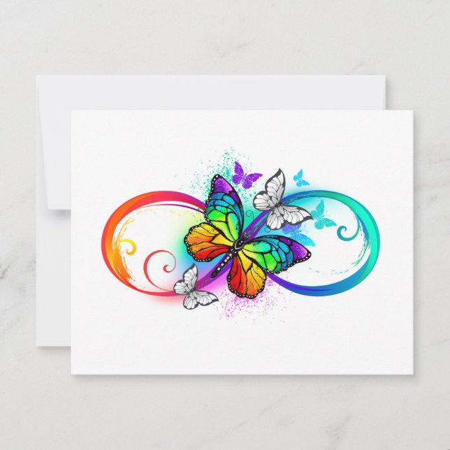 Carte De Correspondance Bright infinity with rainbow butterfly (Devant)