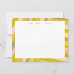 Carte De Correspondance Bright Modern Citrus Stripes Vert et rose Nom
