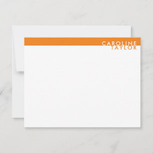 Carte De Correspondance Bright Orange Preppy Nom personnalisé Papier à let
