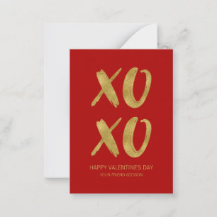 Carte De Correspondance Brosse Gold Foil XOXO Classroom Valentine Card