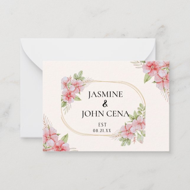 Carte De Correspondance Brown rose clair Élégant Mariage rustique (Devant)