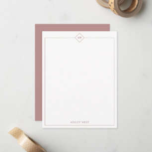 Carte De Correspondance Brown rose   Papeterie personnelle minimale