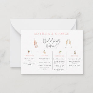 Carte De Correspondance budget aquarelle boisson mariage week-end itinérai