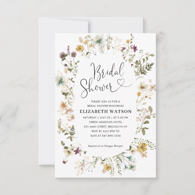 Carte De Correspondance Budget Boho Chic Fleur sauvage Floral Fête des mar (Devant)