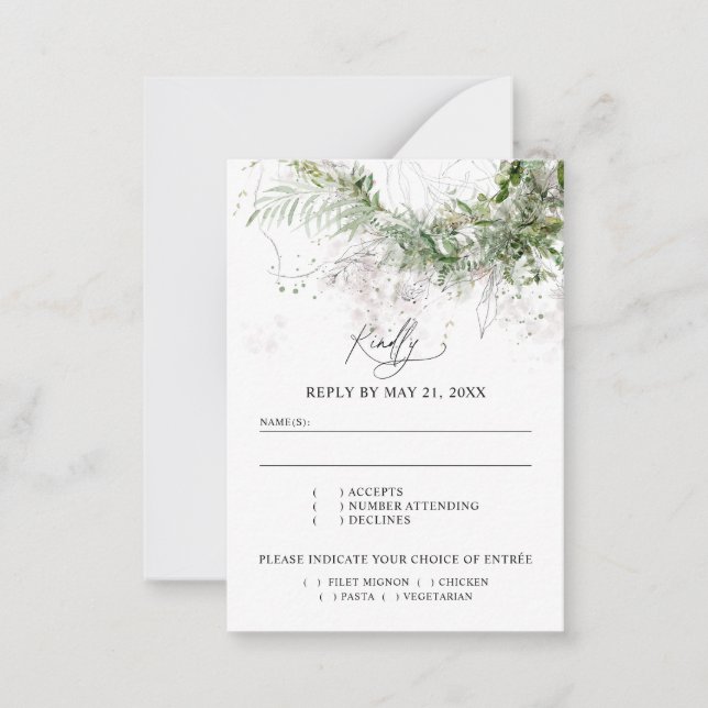 Carte De Correspondance Budget Boho Greenery Wedding RSVP (Devant)