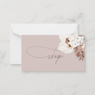 Carte De Correspondance Budget Boho séché Palm Feuilles mariage RSVP note