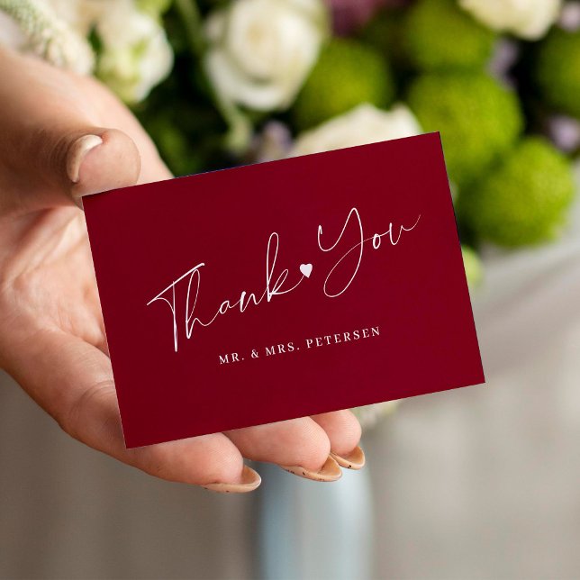 Carte De Correspondance Budget burgundy mariage merci script (Créateur téléchargé)