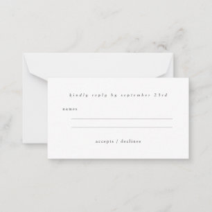 Carte De Correspondance Budget de base minimaliste noir et blanc RSVP