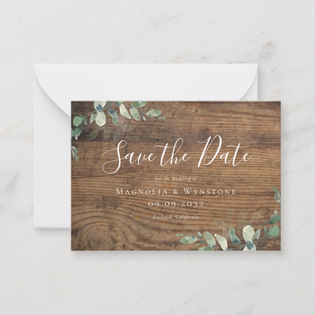 Carte De Correspondance BUDGET Eucalyptus Aquarelle Mariage Enregistrer La (Devant)