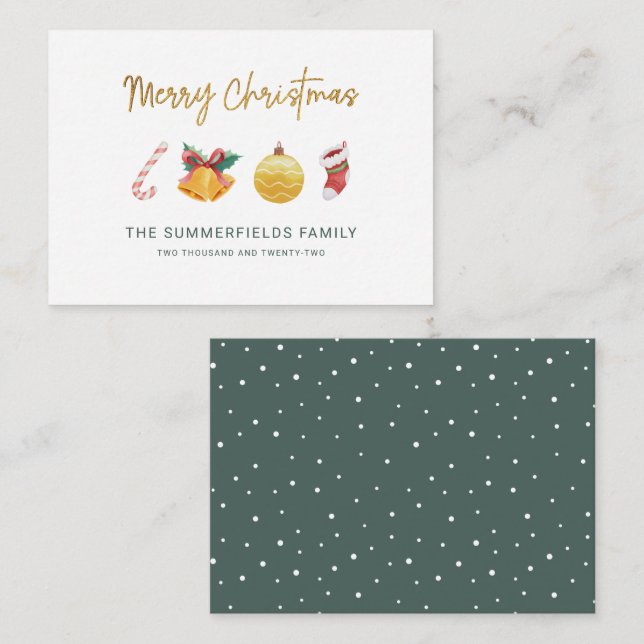 Carte De Correspondance Budget Famille Noël Moderne Non Photo (Devant / Derrière)