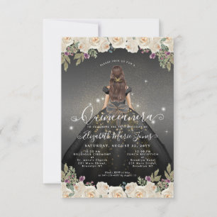 Carte De Correspondance Budget Floral Black Gold Princess Quinceanera