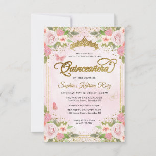 Carte De Correspondance Budget Floral Blush Parties scintillant or rose Qu