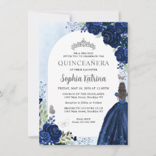 Carte De Correspondance Budget Floral Marine Blue Grey Princess Quinceaner