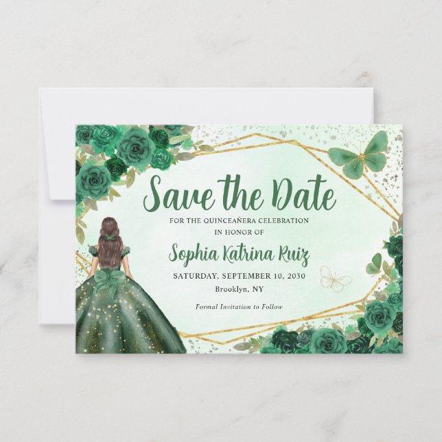 Carte De Correspondance Budget Green Princesse Quinceañera Enregistrer la  (Devant)