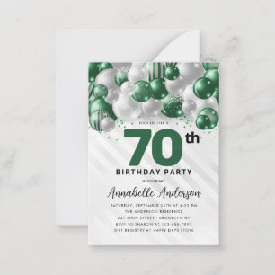 Carte De Correspondance Budget Green Silver Balloon Parties scintillant 70
