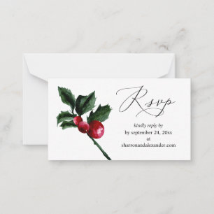Carte De Correspondance Budget Hiver Holly Berry 2SM Repas RSVP Note